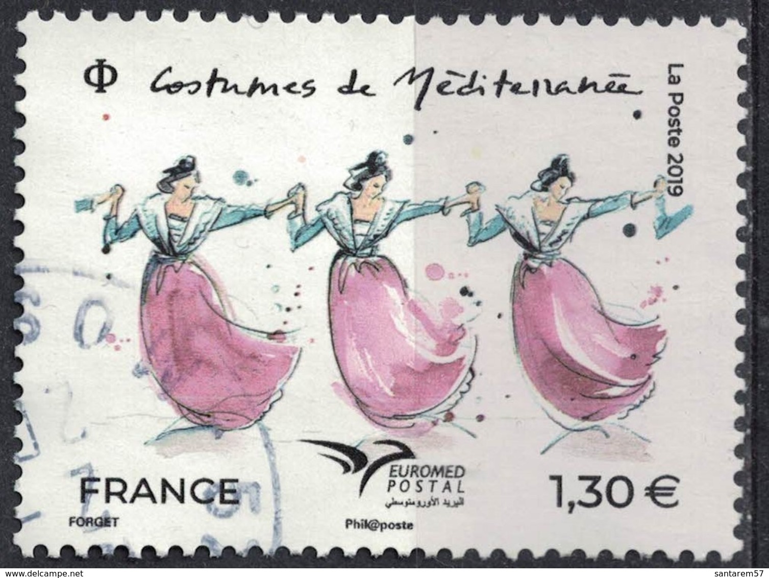 France 2019 Oblitéré Rond Used Euromed Postal Costumes De Méditerranée SU - Oblitérés