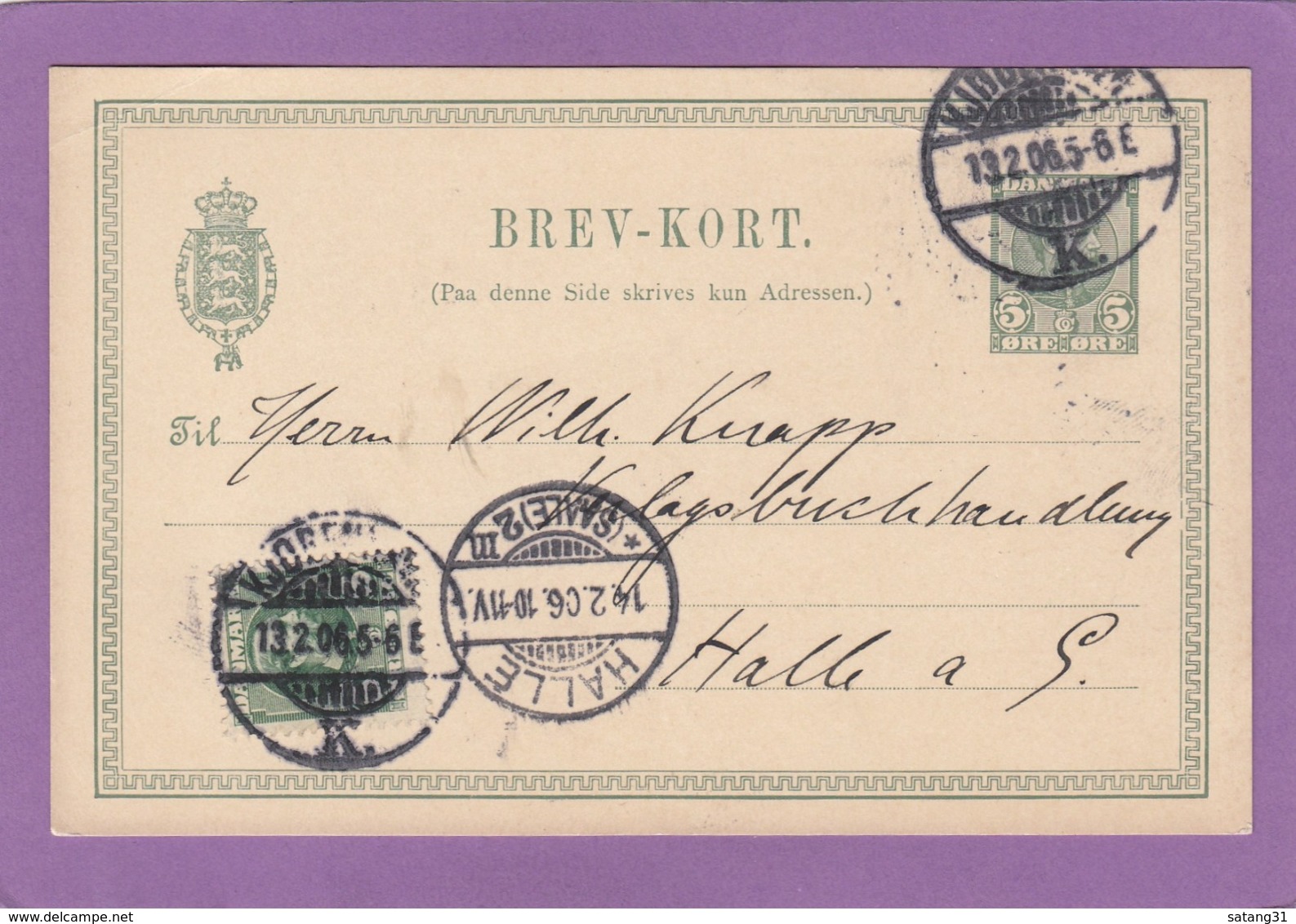 GANZSACHE MIT ZUSATZFRANKATUR AN EIN VERLAGSBUCHHANDLUNG IN HALLE(SAALE). - Postal Stationery