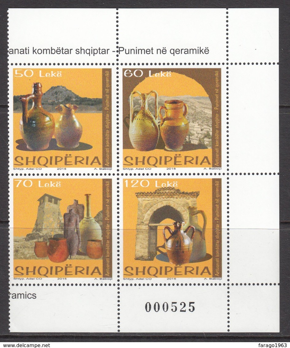 2015 Albania Albanie Ancient Pottery  Complete Block Of 4 MNH - Albania