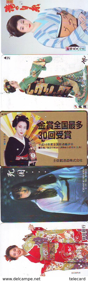 5 Telecartes GEISHA - Femme - Women - Frau-( A-209) - Costume Traditionnel / Tradional Costume- KIMONO - Japon
