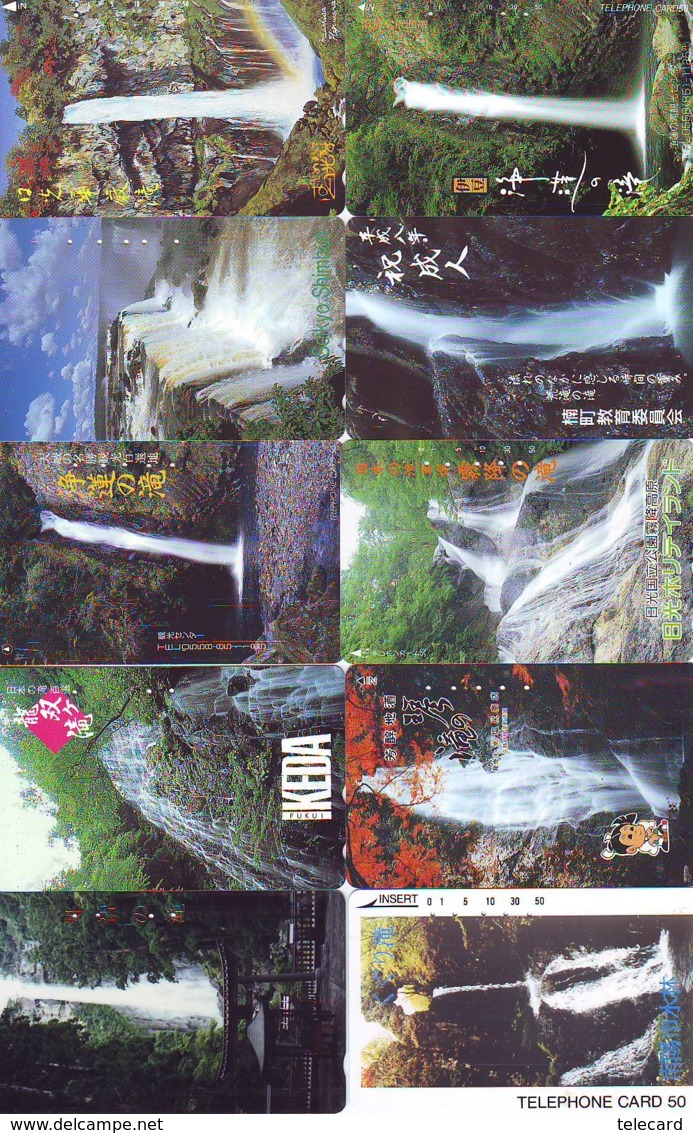 10 Telecartes Japon Chute D'eau - WATERFALL – Watervallen - WASSERFALL ( Lot A- 162) - Paysages