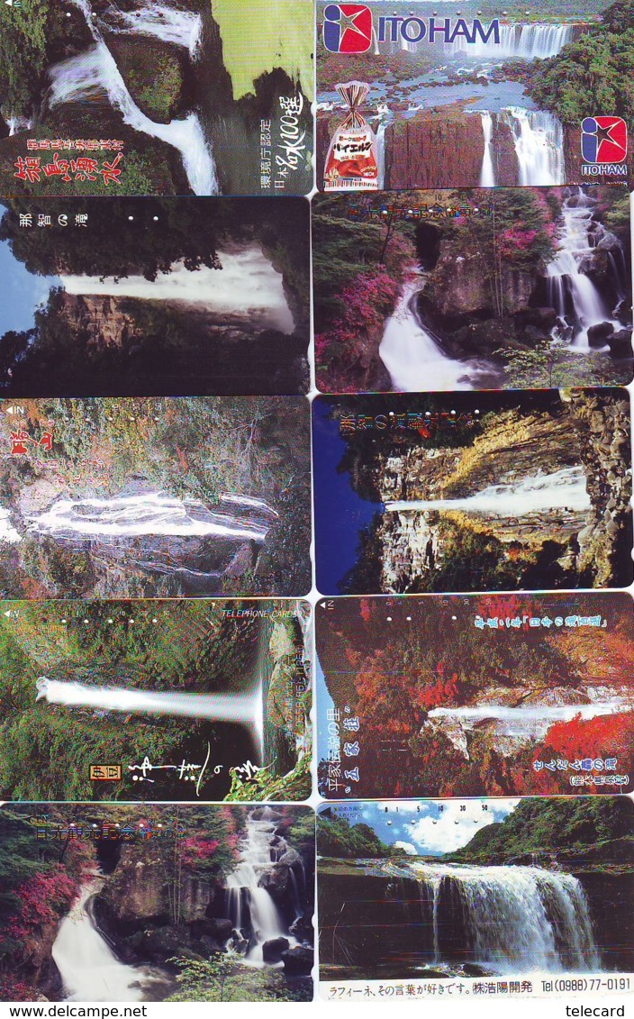 10 Telecartes Japon Chute D'eau - WATERFALL – Watervallen - WASSERFALL ( Lot A- 169) - Paysages