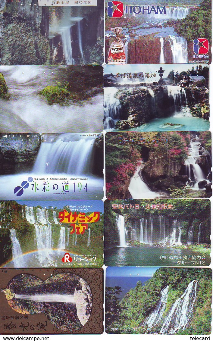 10 Telecartes Japon Chute D'eau - WATERFALL – Watervallen - WASSERFALL ( Lot A- 171) - Paysages