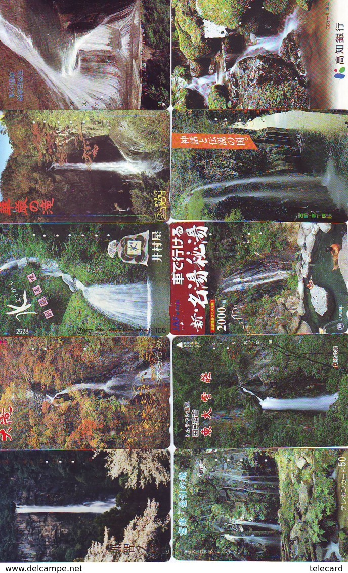 10 Telecartes Japon Chute D'eau - WATERFALL – Watervallen - WASSERFALL ( Lot A- 173) - Paysages