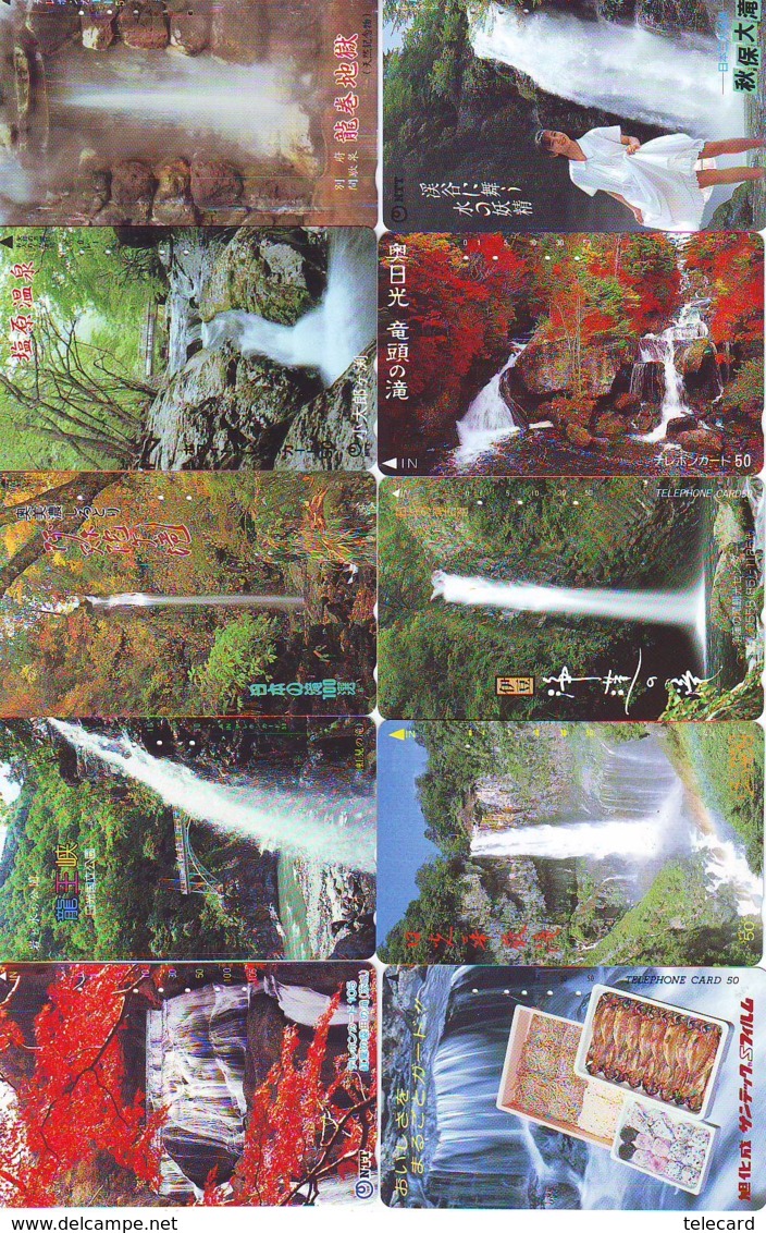 10 Telecartes Japon Chute D'eau - WATERFALL – Watervallen - WASSERFALL ( Lot A- 180) - Paysages