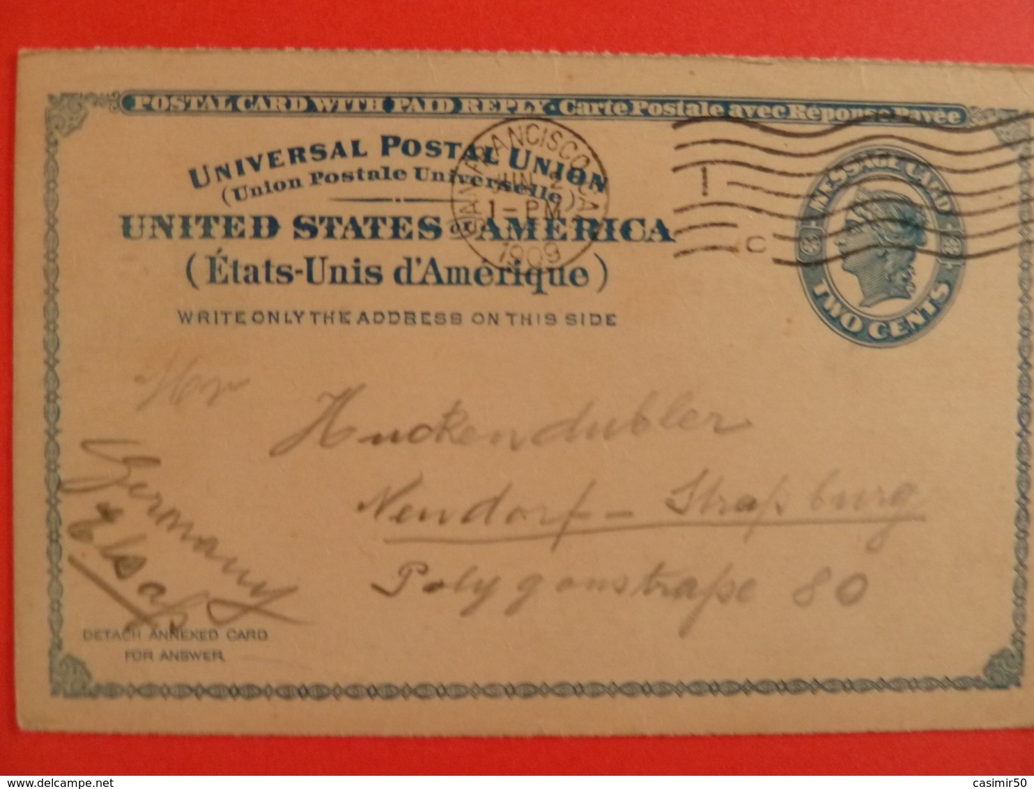 POSTAL CARD WITH PAID REPLY - Other & Unclassified