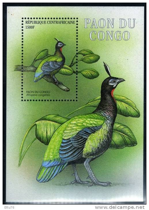 CENTRAFRICAINE CENTRAL AFRICAN REP.  2001  PEAFOWL  MS  MNH - Pavoni