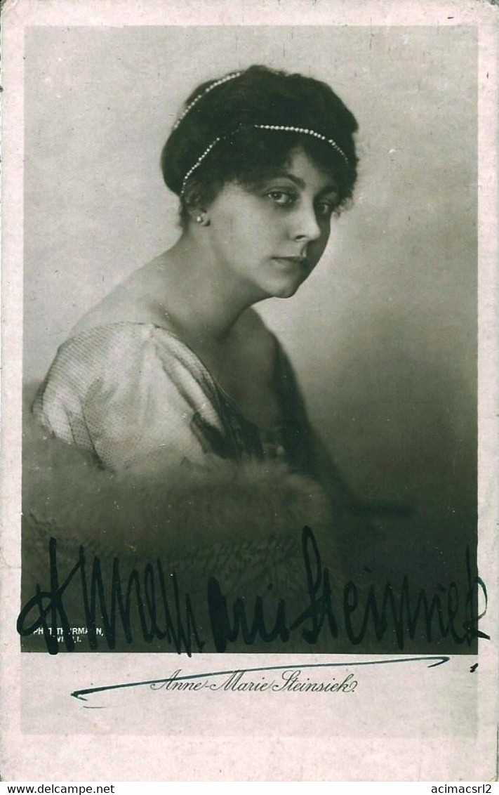 X2080a - SILENT MOVIE German Actress ANNE MARIE STEINSIECK Autograph Hand Signed Dedicacee Photo PC 1924 W. Stamps - Dédicacées