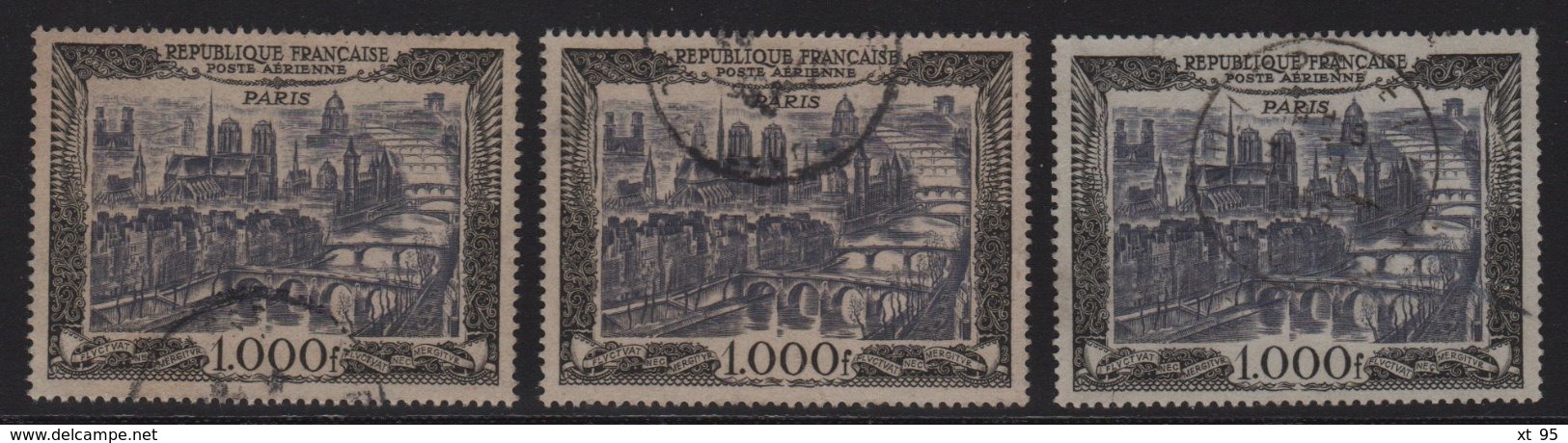 Poste Aerienne - N°29x2 + N°29b (fond Blanc) - Lot De 3 Timbres Obliteres Avec Petits Defauts - Cote 90€ - 1927-1959 Used