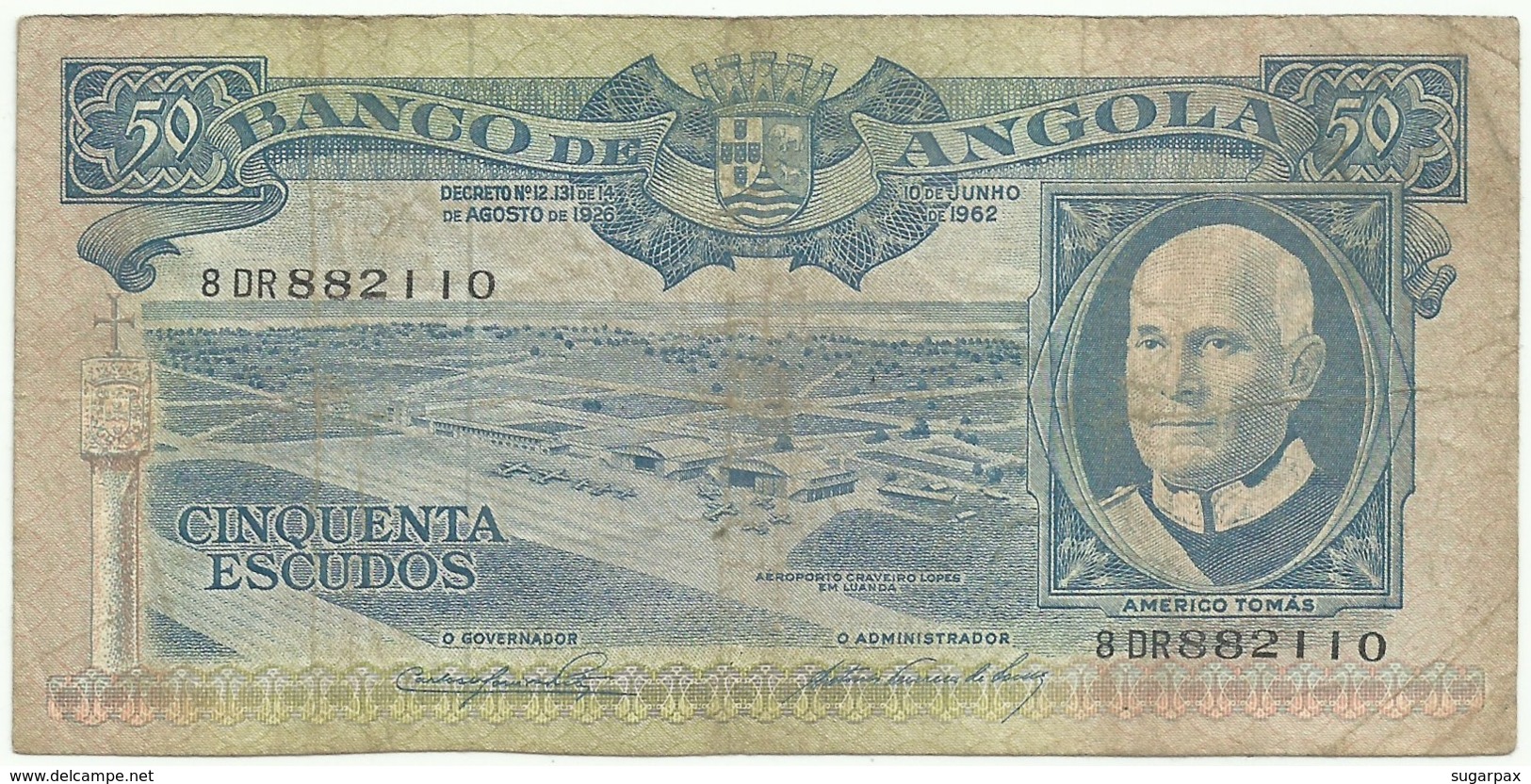 Angola - 50 Escudos - 10.06.1962 - Pick 93 - Série 8 DR - Américo Tomás - PORTUGAL - Angola