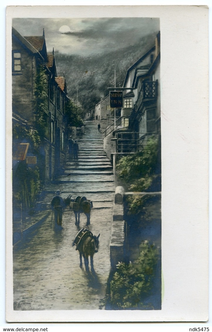 ARTIST : ELMER KEENE - HIGH STREET, CLOVELLY (HAND COLOURED) - Keene, Elmer