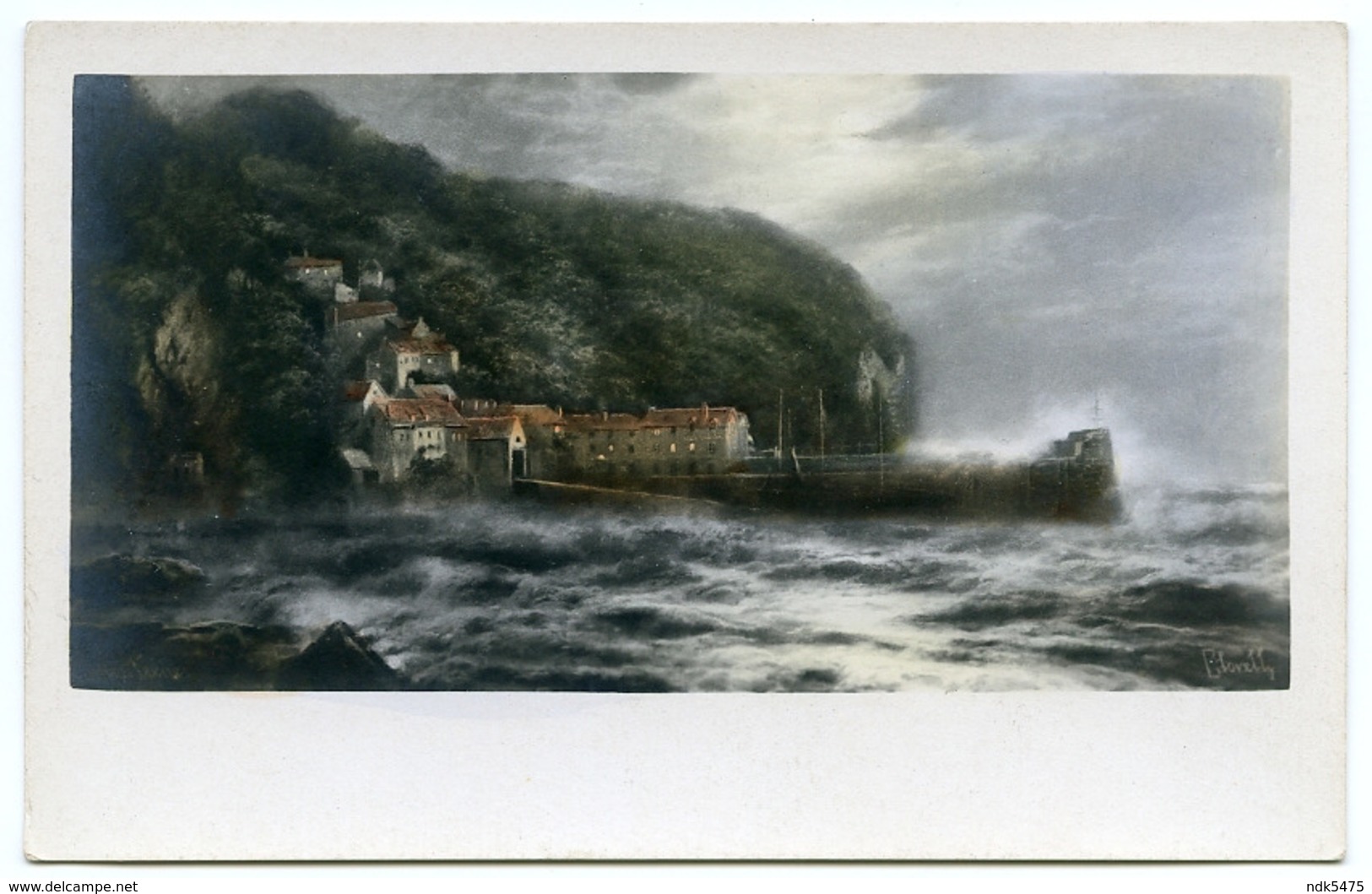 ARTIST : ELMER KEENE - CLOVELLY (HAND COLOURED) - Keene, Elmer