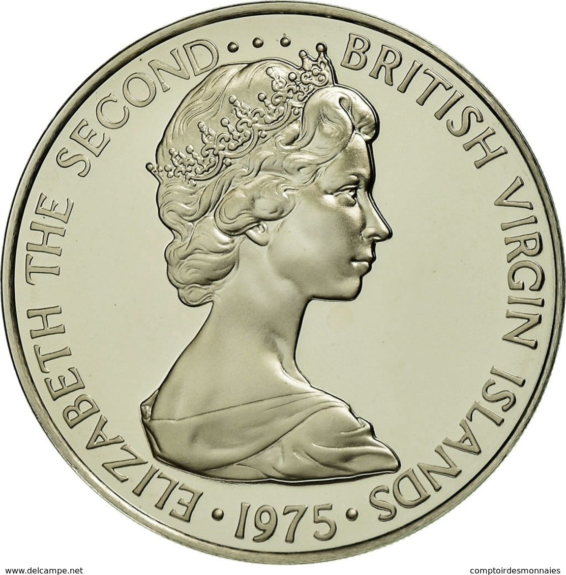 Monnaie, BRITISH VIRGIN ISLANDS, Elizabeth II, 50 Cents, 1975, Franklin Mint - Iles Vièrges Britanniques