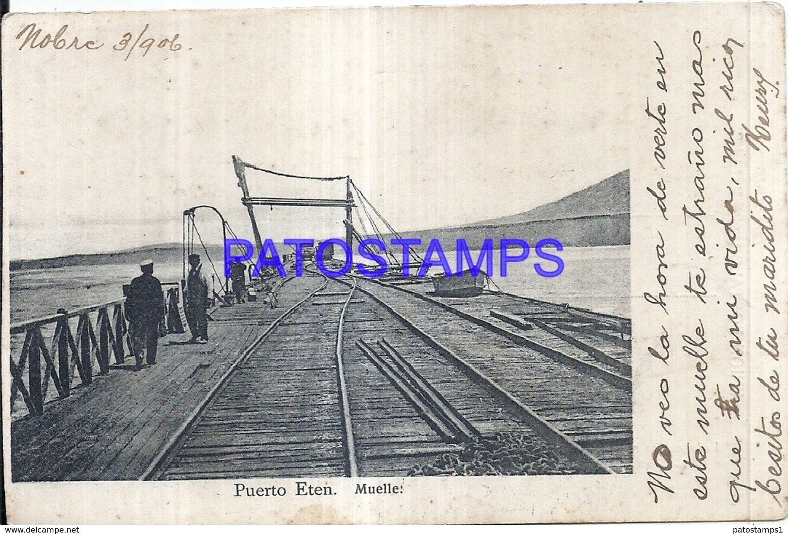 121157 PERU ETEN PUERTO PORT & RAILROAD POSTAL POSTCARD - Peru