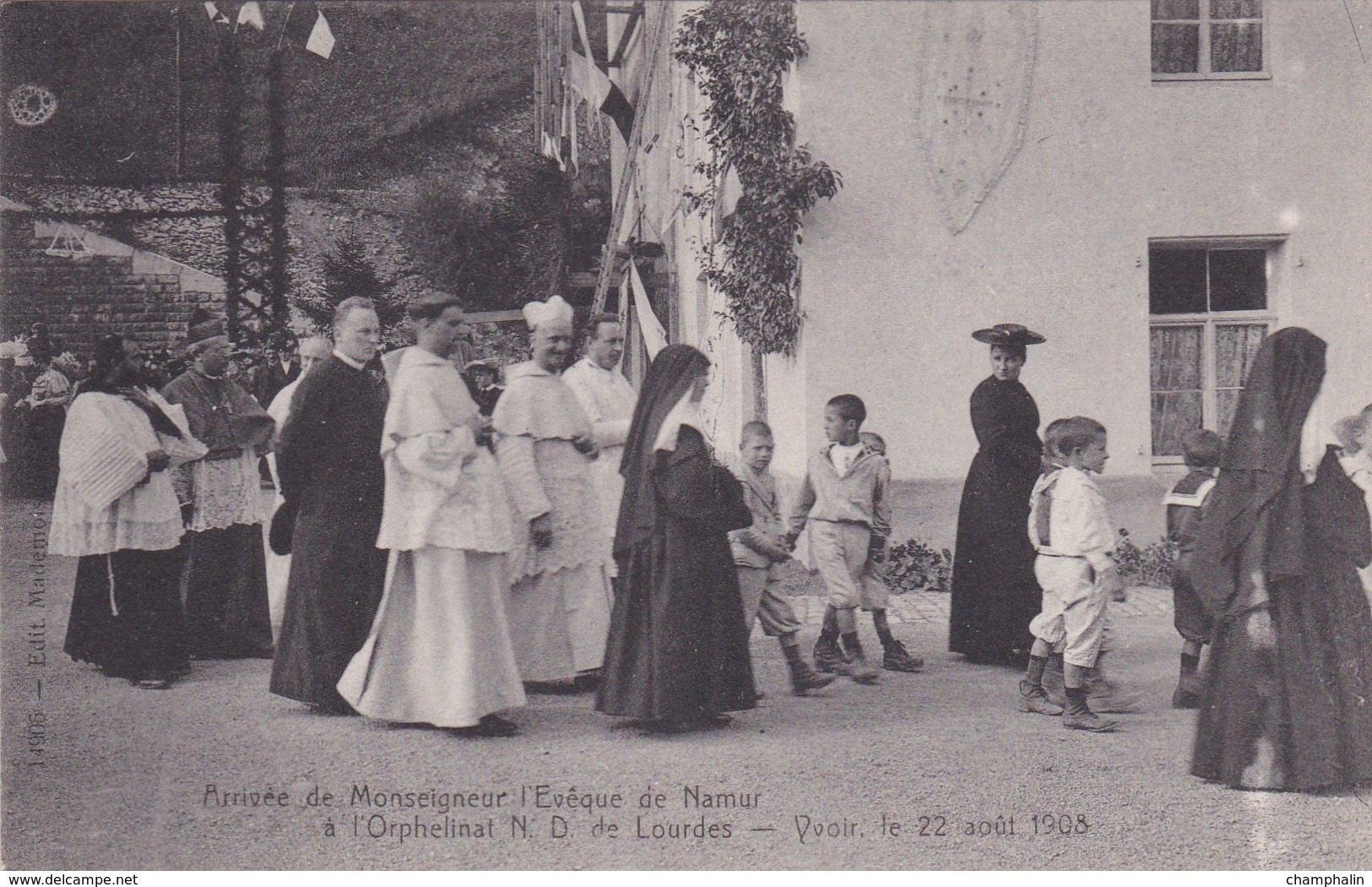 Arrivée De Monseigneur L'Evêque De Namur à L'Orphelinat ND De Lourdes - Yvoir, Le 22 Août 1908 - CAD Gent - Yvoir