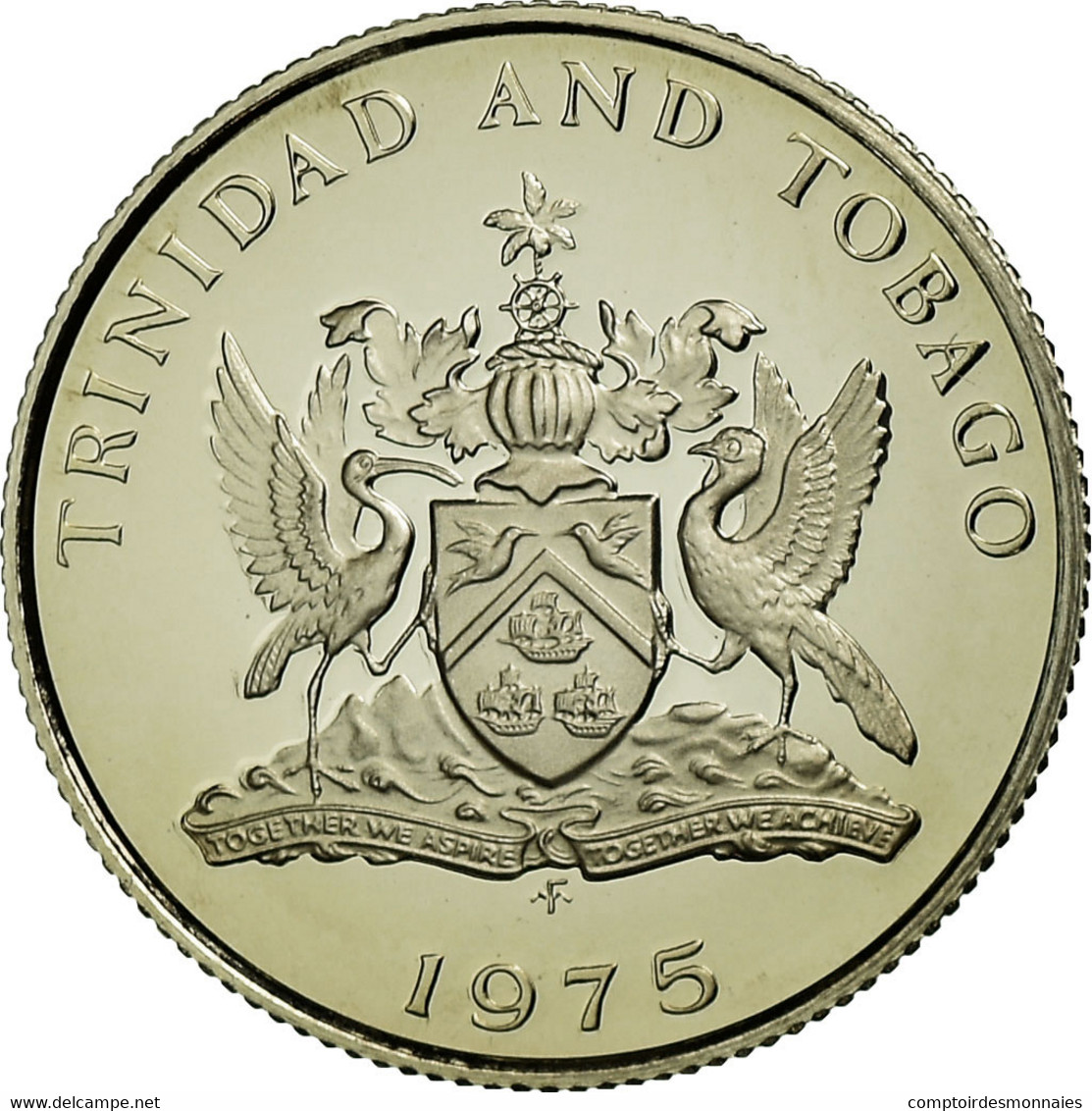 Monnaie, TRINIDAD & TOBAGO, 10 Cents, 1975, Franklin Mint, FDC, Copper-nickel - Trinidad & Tobago