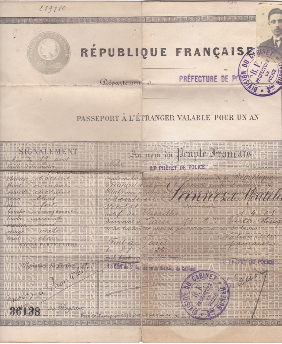 PASSEPORT GARANTI ENTIER ,mon Scan Est Trop Petit (lot 213) - Documents Historiques