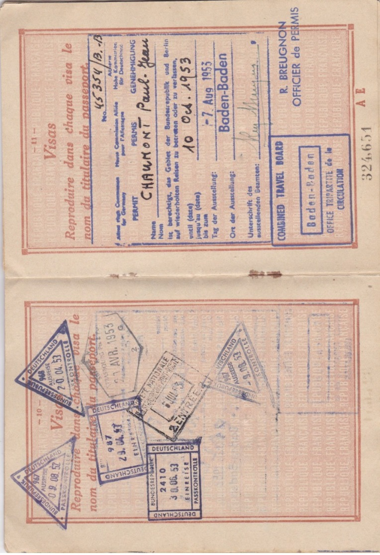 3 PASSEPORTS  ayant VOYAGES ,timbres fiscaux et surement consulaires (méme famille) A VOIR VRAIMENT (lot 214)