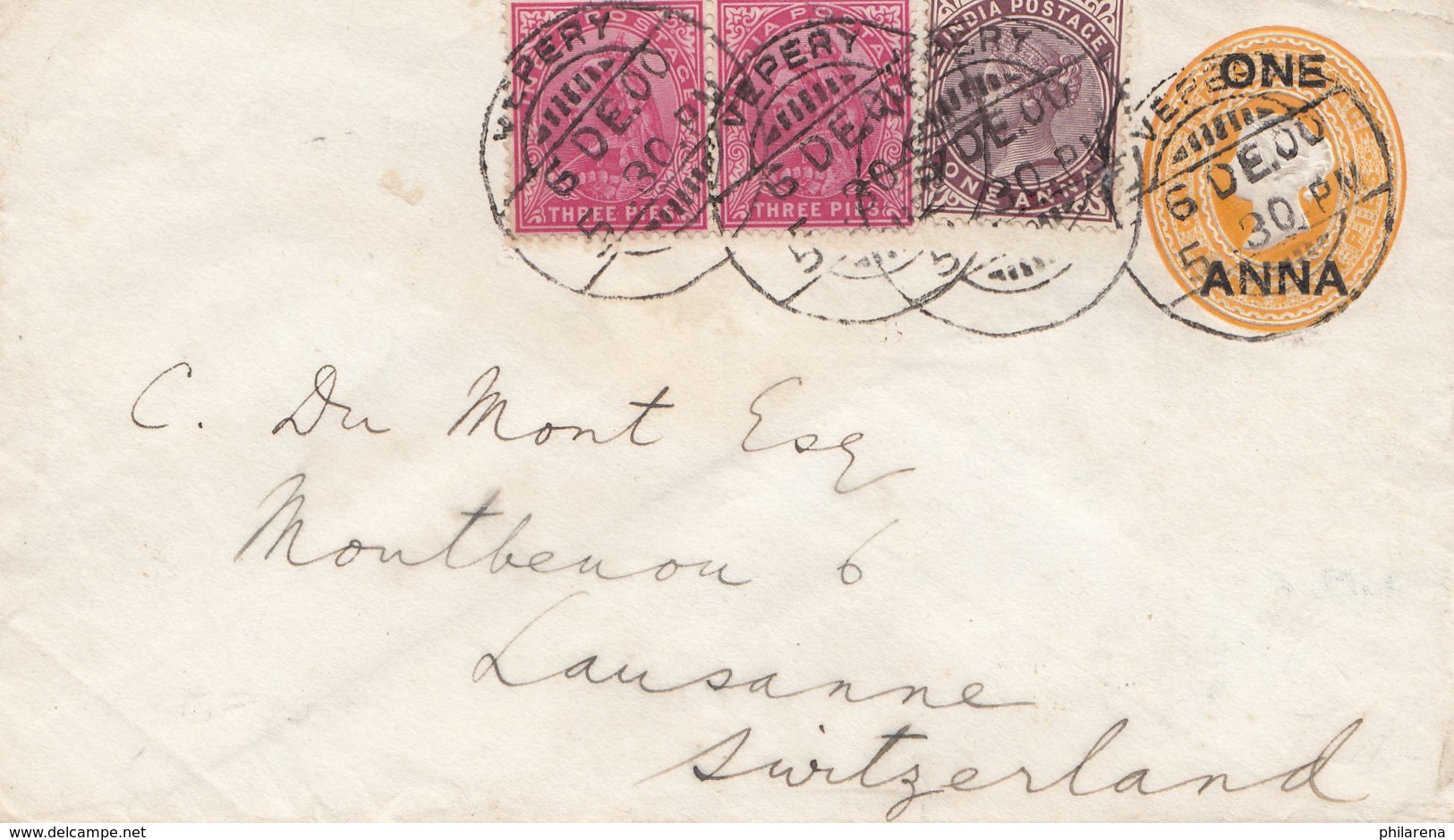 India: 1900 Vepery To Lausanne, Switzerland - Sonstige & Ohne Zuordnung