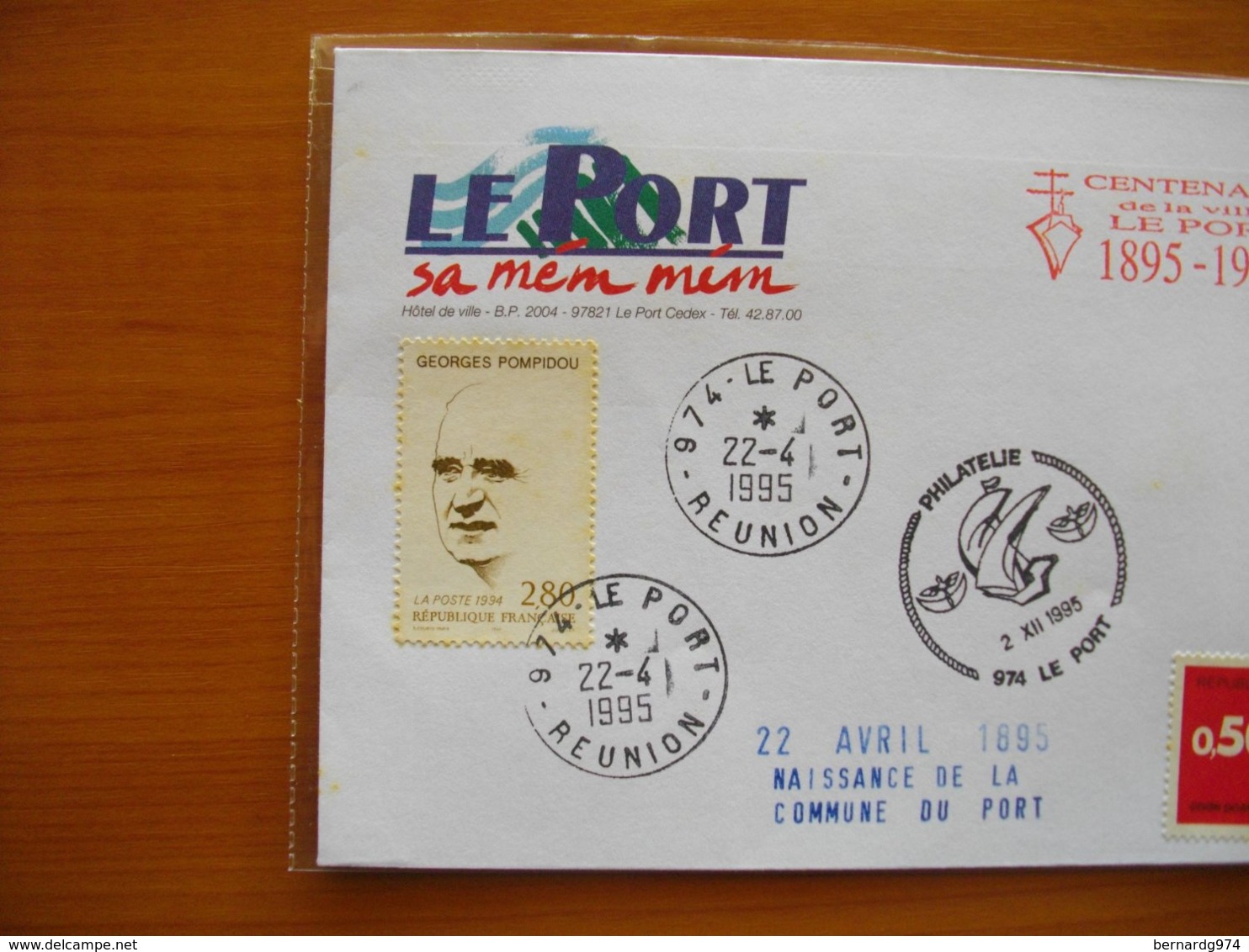 Réunion : Lettre Avec En-tête « Le Port Sa Mem Mem » « Centenaire De La Ville Du Port » (1995) - Autres & Non Classés