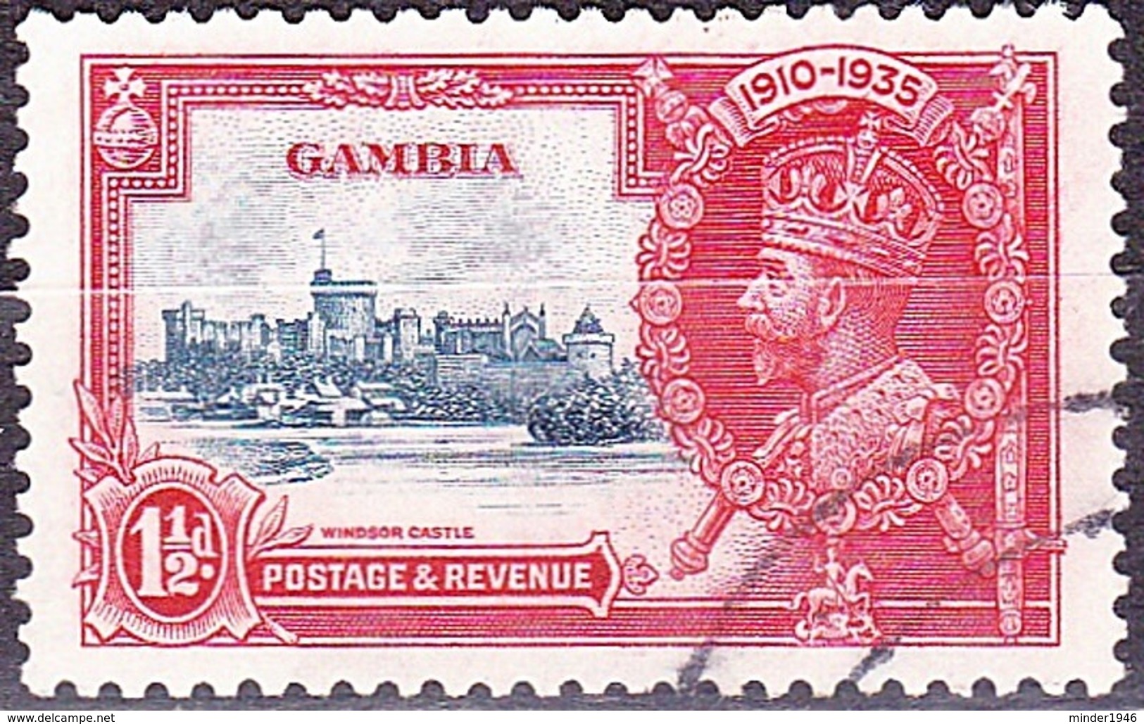 GAMBIA 1935 KGV 1.5d Deep Blue & Scarlet 'Jubilee' SG143 FU - Gambie (...-1964)