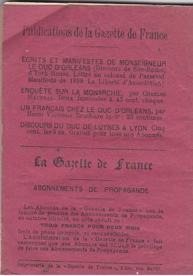 MANUEL DU ROYALISTE De FIRMIN BACCONIER   (lot 218) - Documents Historiques