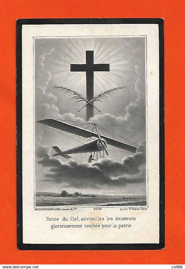 Ww1 Carte Décès Aviateur Emile-Maxim-Joseph Ader Pilote Lieutenant De Cavalerie 1916 De 29 Ans Imp Fouasse-Lebel Paris - Luchtvaart