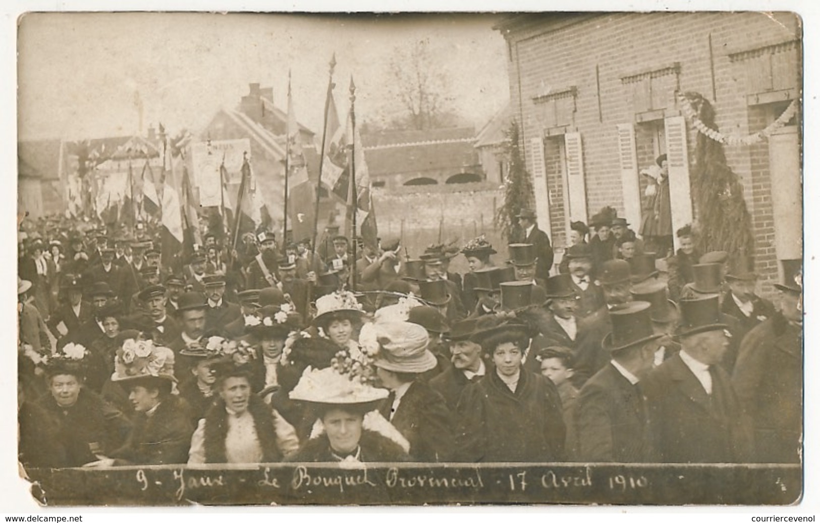 CPA Photo - JAUX (Oise) - Le Bouquet Provincial 17 Avril 1910 - Carte 9 - Drapeaux - Other & Unclassified