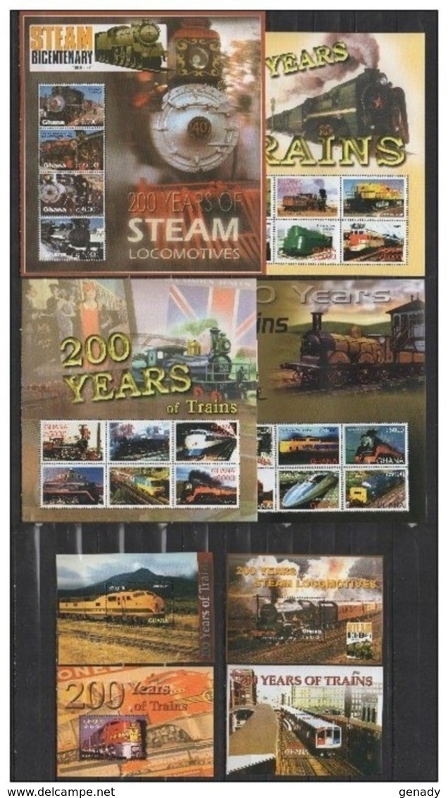 GHANA 2005 TRAINS  MNH MI. 3733 - 54 BL. 469 - 72 - Trains