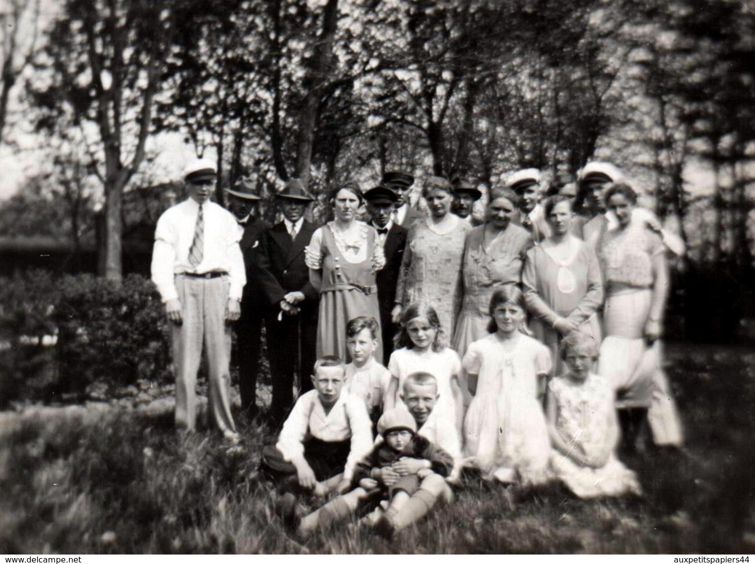 2 Photos Originales D'un Groupe Familiale En Forêt Avec Effet Flouté Pour La Pentecôte 1932 - Les 7 Erreurs Ou Plus  ! - Anonymous Persons