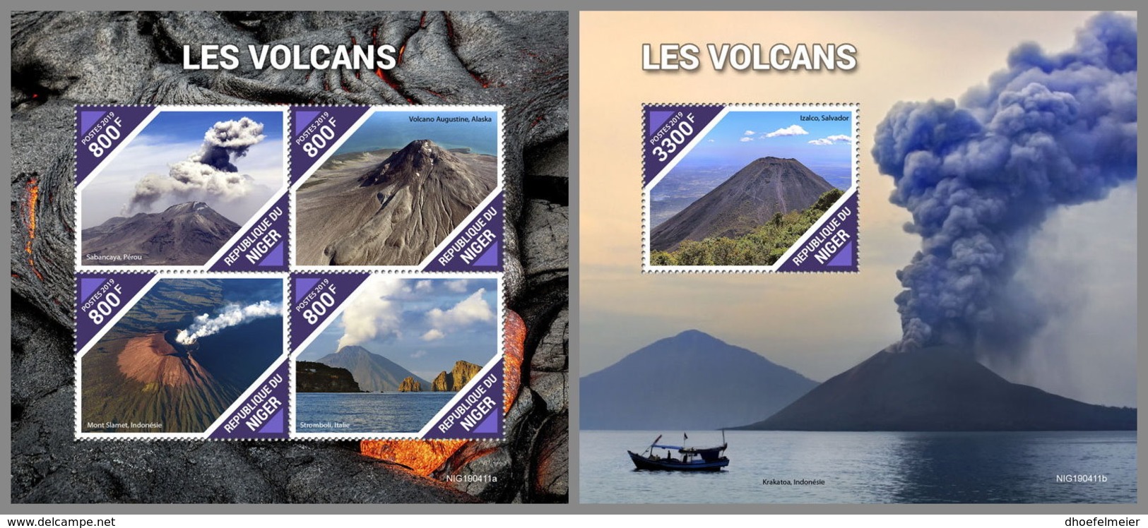 NIGER 2019 MNH Volcanoes Vilkane Volcans M/S+S/S - IMPERFORATED - DH1939 - Volcans