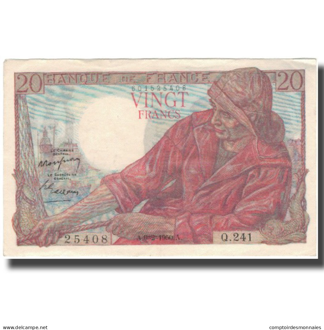 France, 20 Francs, Pêcheur, 1950-02-09, TTB, Fayette:13.17, KM:100d - 20 F 1942-1950 ''Pêcheur''