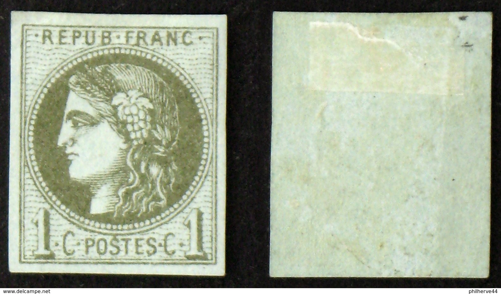 N° 39C 1c CERES BORDEAUX B Neuf NSG Cote 110€ - 1870 Bordeaux Printing