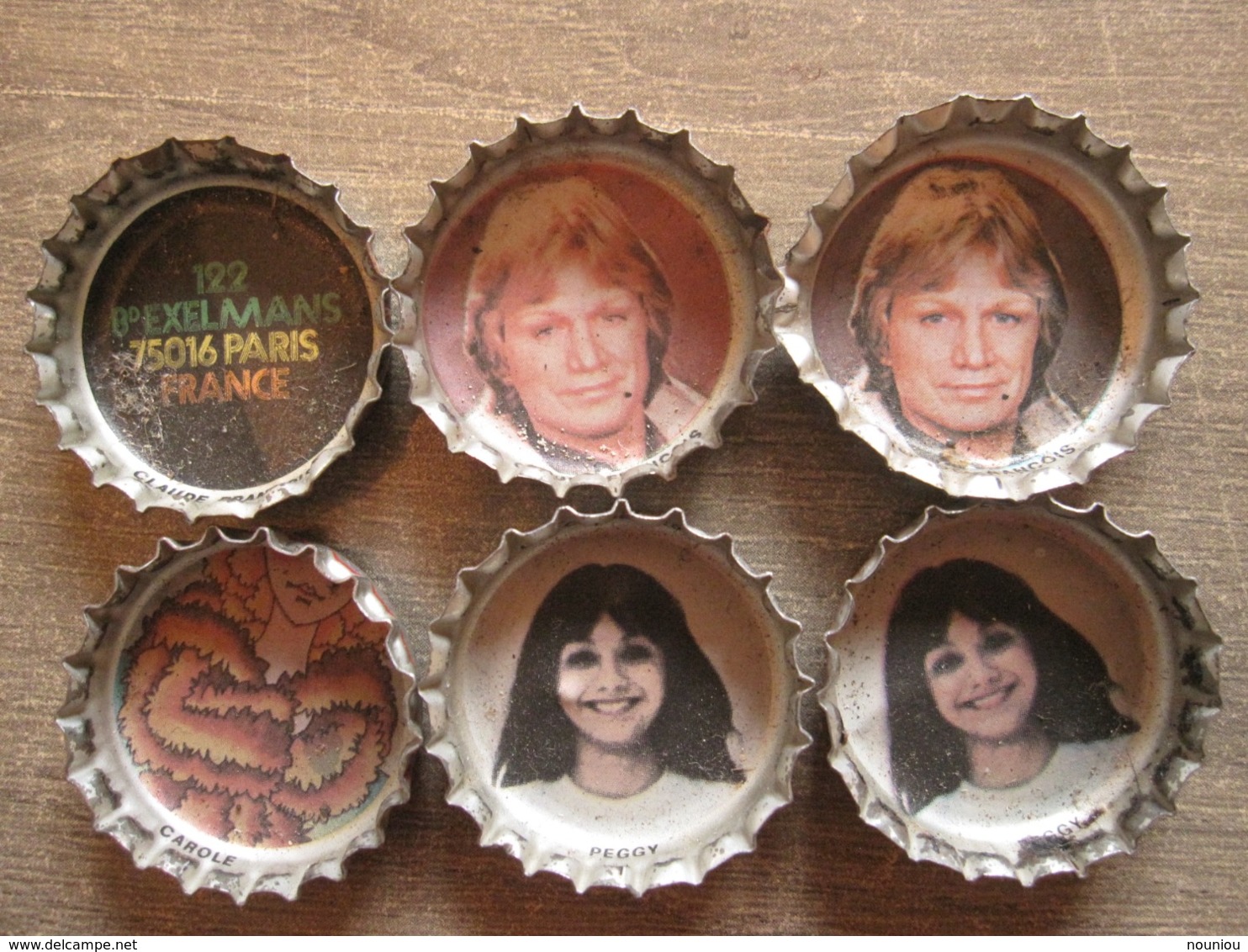 6 Coca-cola Caps Capsule - Claude François Peggy Carole Clodettes Exelmans Paris - Brassico Ghlin (Belgium) - Soda