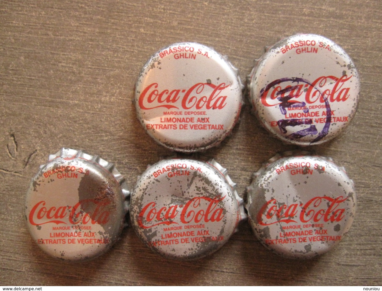 5 Coca-cola Caps Capsule - Octopus Rock Pop Band Hatfield Michiels Francis Opdebeek - Brassico Ghlin (Belgium) - Soda