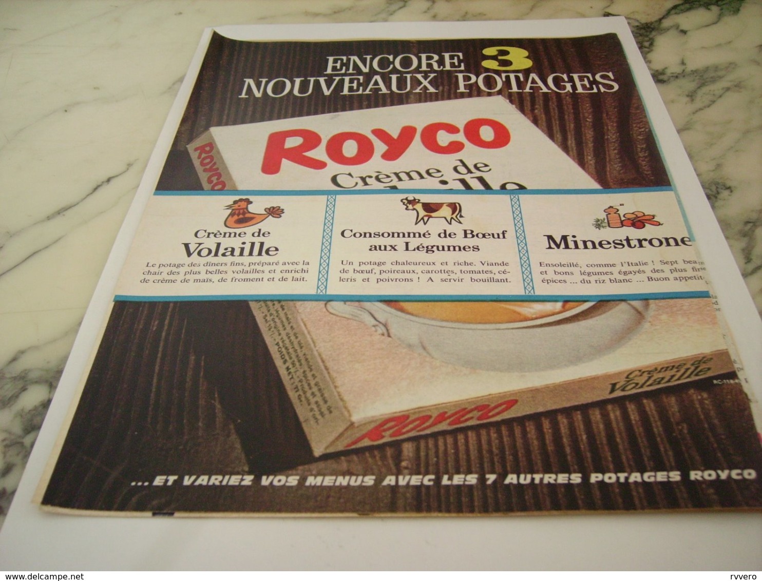 ANCIENNE PUBLICITE 3 NOUVEAUX POTAGES  ROYCO 1961 - Afiches