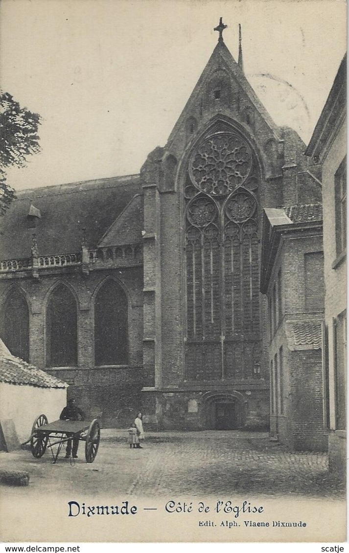 Dixmude  -   Coté De L'Eglise   -   Prachtige Kaart!  -   1919   Naar   Paris - Diksmuide