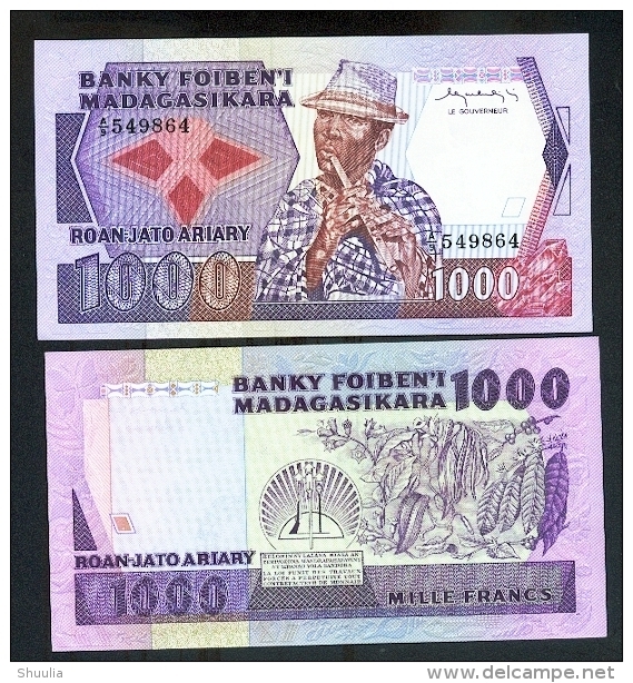 Madagascar 1000 Ariary 1983-87 Pick 68 UNC - Madagascar