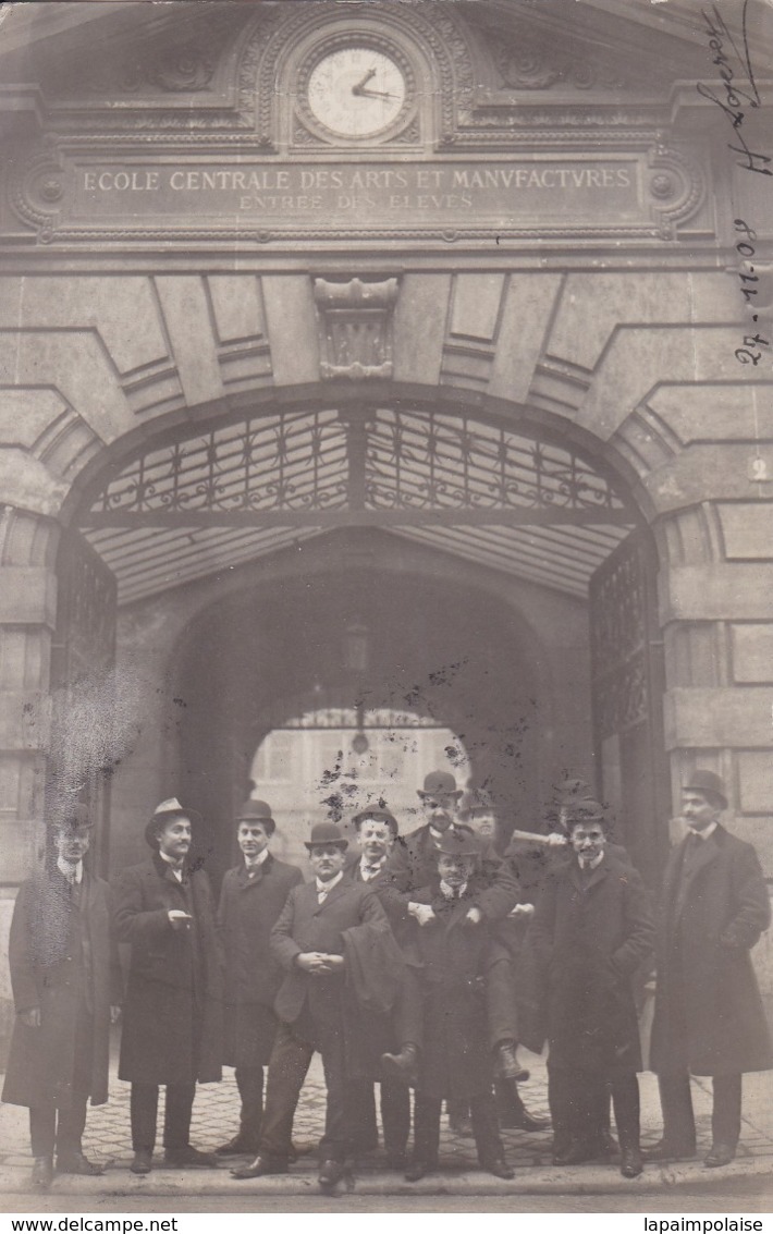 [75] Paris > Arrondissement  11carte Photo Groupe Devant école Centrale Des Arts Et Manufactures 1908 - District 11