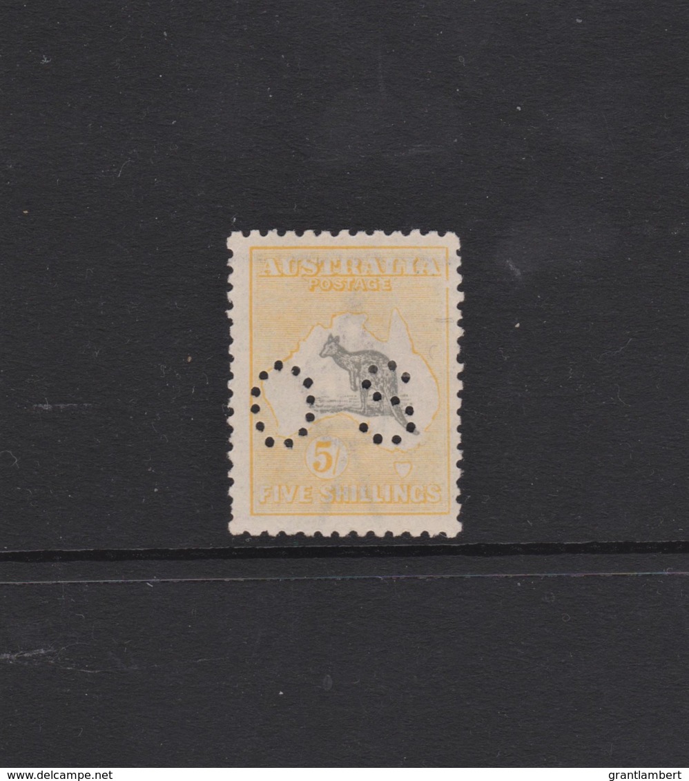 Australia 1918 Kangaroo 5/- Grey & Pale Yellow 3rd Wmk Perf OS MH - Variety - Ungebraucht