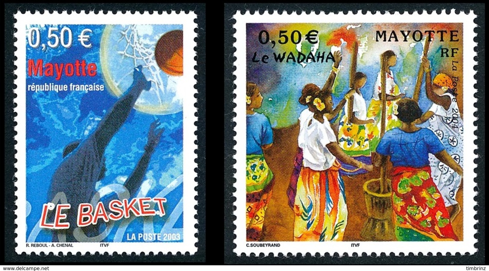 MAYOTTE 2003 - Yv. 148 Et 149 **   Faciale= 1,00 EUR - Basket-ball, Danse Wadaha  ..Réf.AFA23344 - Unused Stamps