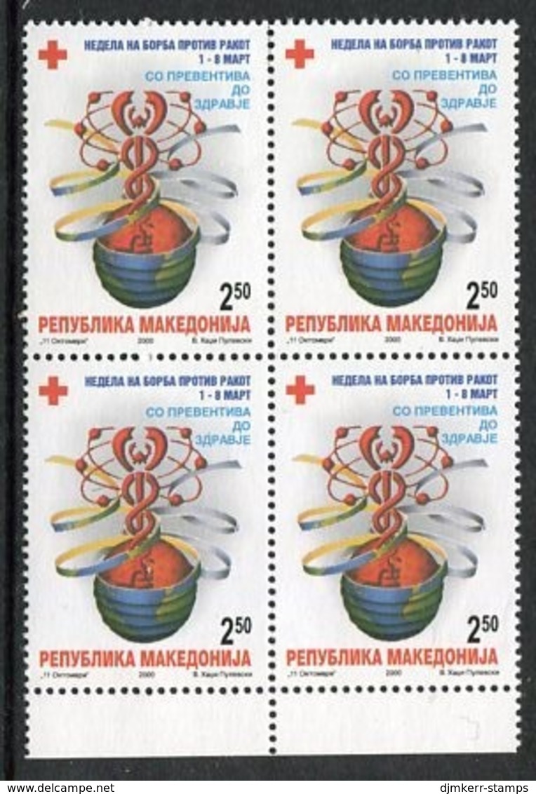 MACEDONIA 2000 Anti-Cancer Week Tax Block Of 4 MNH / **.  Michel 107 - Noord-Macedonië