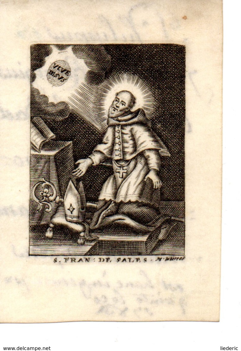 Image Pieuse S. Fraciscus De Sales 1785 (parchemin) - Images Religieuses