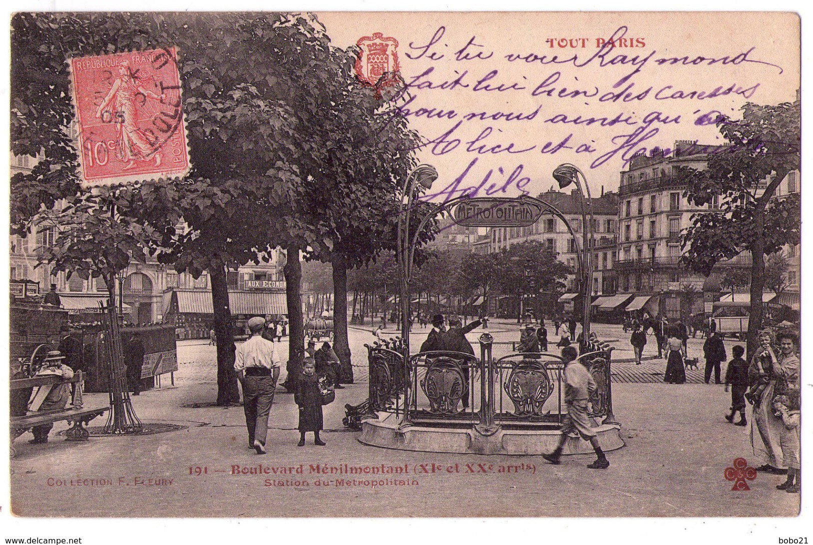 5694 - Paris ( XIe Et XXe ) - Boulevard Ménilmontant ( Station Du Métropolitain )- F. Fleury - N°191 - - Arrondissement: 20