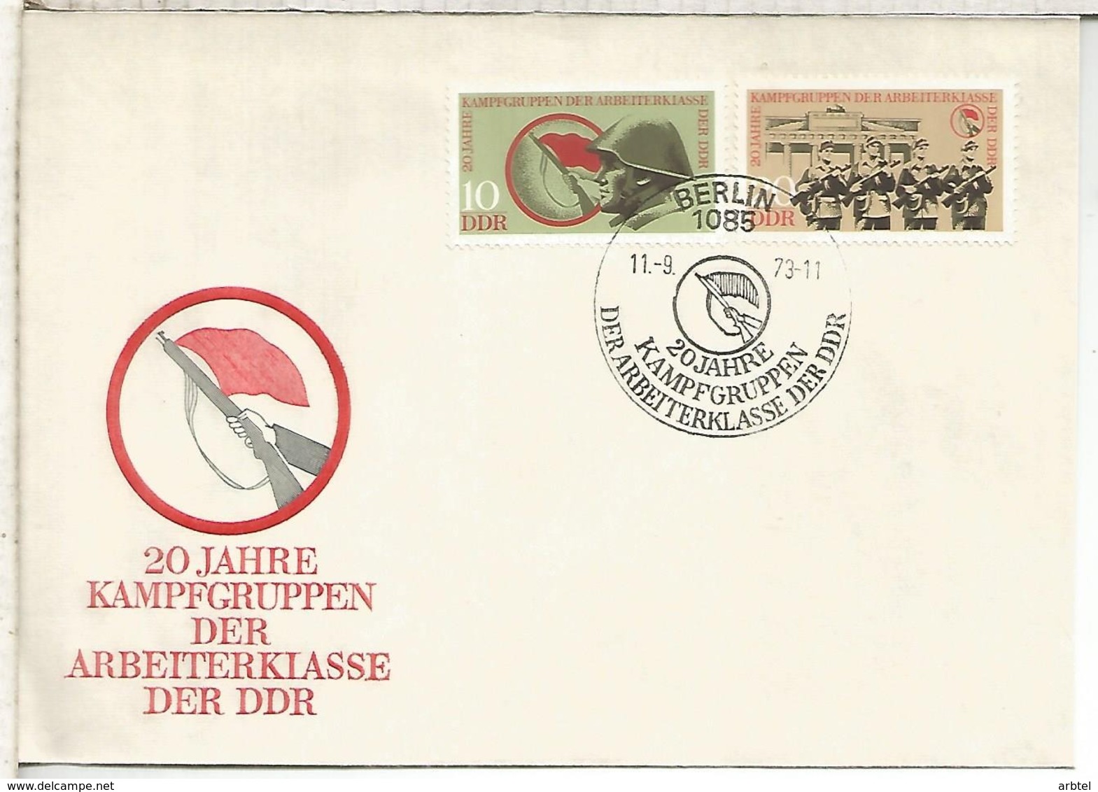 ALEMANIA DDR FDC 1973 20 AÑOS EJERCITO POPULAR ARMY - Militares