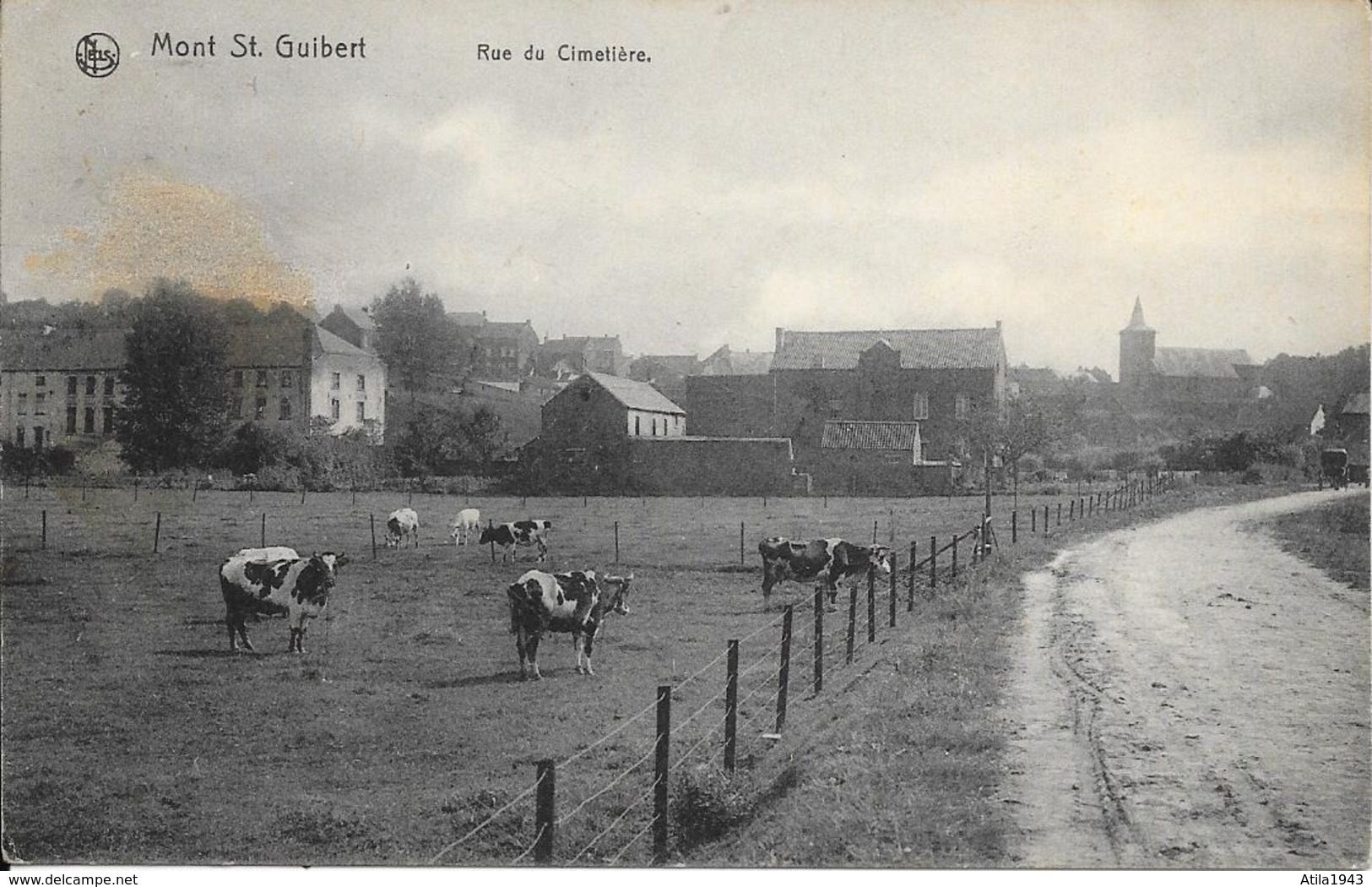 Mont St Guibert - Rue Du Cimetière - NELS - Ed: V. Delvaux - Circulé - Cachet Et Timbre Allemand - Etat: Voir 2 Scans. - Mont-Saint-Guibert