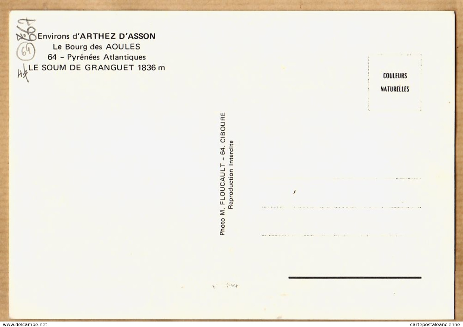 B64026 Bourg AOULES Env.  ARTHEZ ASSON Photo Michel FLOUCAULT 1960s Village Vallée OUZOM Le SOUM GRANGUET 1836m - Autres & Non Classés