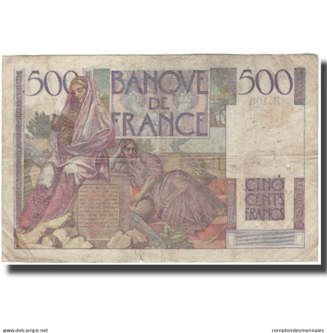 France, 500 Francs, Chateaubriand, 1948-05-13, TB, Fayette:34.8, KM:129b - 500 F 1945-1953 ''Chateaubriand''