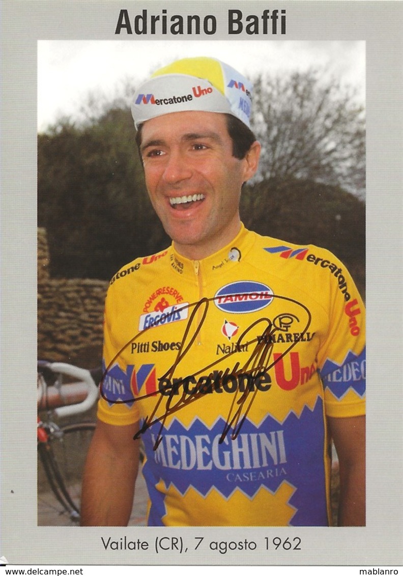 CARTE CYCLISME ADRIANO BAFFI SIGNEE TEAM MERCATONE UNO 1994 - Cyclisme