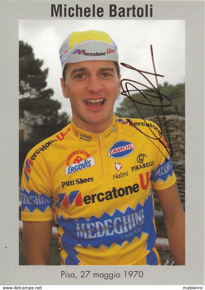 CARTE CYCLISME MICHELE BARTOLI SIGNEE TEAM MERCATONE UNO 1994 - Cyclisme